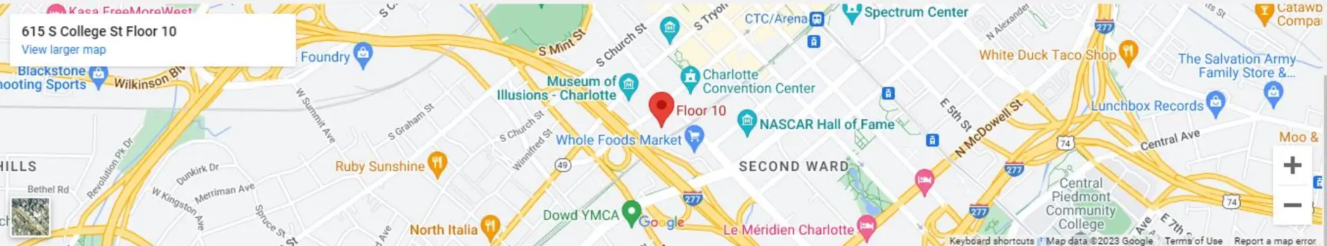 A map of the charlotte convention center